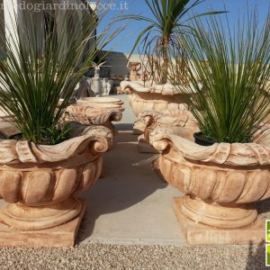Arredo Giardino Lecce Vaso Alto Decorato Cemento
